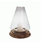 Wood Glass Fluted Candle Holder 30X37CM