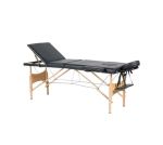 Premium Portable Massage Table Bed - 3 Section Wooden - Black