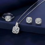 Acrylic Mosaic Fashion Jewelry Set - 4PCS Alloy White K Plated Elegant Necklace Ring And Earrings For Women Hypoallergenic Fashi