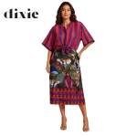 Jungle Print Wrap Skirt Midi - Magenta Free