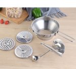 Stainless Steel Food Mill Kitchen Grinder Food Shredder Steel Masher Kitchen Tool Set