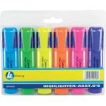 4 Stationery Highlighter - Assorted 6 Pack