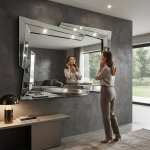Geometric Beveled Wall Mirror With Decorative Frame
