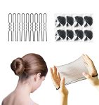Invisible Hair Nets And U-shaped Hair Pins Set - 50 Elastic Mesh Nets And 10 Positioning Pins For Women's Hair Buns Black