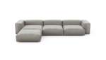 Four Module Chaise Sofa - Velvet - Light Grey - 377CM X 241CM