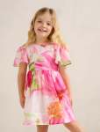 Chloe Girls Flutter Print Bow Dress - 10-12 Yrs Cora Tropical