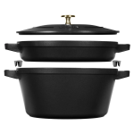 Staub Stackable Cast Iron 3-PIECE Cookware Set 24CM Black