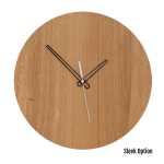 Quinn Wall Clock In Oak - 300MM Dia Clear Varnish Sleek White Second Hand