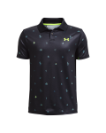 Boys' Ua Performance Printed Polo - Black Ylg