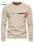 Happy Thanksgiving Men's Cartoon Print Long Sleeve T-Shirt Casual Sports Crew Neck Bottoming Tops Comfy Breathable Clothes