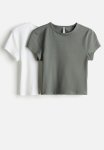 2-PACK T-shirts - Green & White