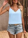 Solid Color Scallop Trim Cami Top Casual Sleeveless Top For Spring & Summer Women's Clothing