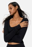 Cropped Jersey Top - Black