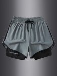 Men's 2 In 1 Shorts For Sports outdoor fitness Breathable Quick Dry Shorts