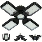 LED Garage Lights Shop Lights Deformable LED Garage Roof Lights Garage Lights 8000LM With 6500K 4 Adjustable Panels E26/E27 LED 