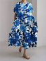 Elegant Floral Print Maxi Dress With Pockets - Casual Short Sleeve Round Neck Loose Fit For Women - Perfect For Spring/Summer Parties
