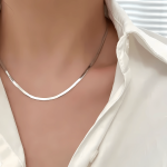 1PC Hip Hop Style Flat Snake Chain Necklace Metal Punk Hip Hop Style Stainless Steel Chain Nightclub Jewelry