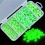 375 Pcs Glow-in-the-dark Fishing Beads Set Spherical Float Pvc Material Night Fishing Luminous Beads Assortment For Soft Baits Rig Floats Fishing Tackle Accessories