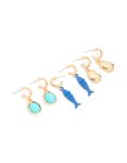 Goldair Gold Small Fish & Pebble Open Hoop Earrings 3-PACK
