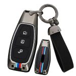 Ontto 3-BUTTON Key Fob Case Fit For Ford Focus St Car Key Cover Double Protection Metal Key Shell And Silicone Key Skin Keyless