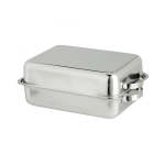 38CM Stainless Steel Double Roasting Pan Silver