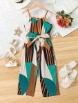 Boho Style Strapped Cami Jumpsuit Elegant Girl's Romper For Summer Holiday Gift Party