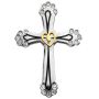 Stainless Steel Men's Cross With Crystal And Heart Detail + Chain
