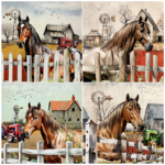 Tear Resistant Deco Print Paper Brown Horse 4'S