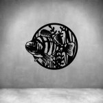 Tropical Fish In Circle - Grey L 400 X H 400MM