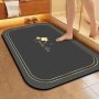 Extra Large Quick-dry Bath Mat Set Anti-slip Diatomaceous Earth Bathroom Floor Mat With Geo-pattern 1.8M Oblong Non-textile Soft Bath Rug With 1CM Thickness Non-slip