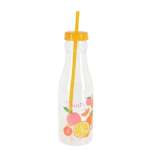 Plastic Bottle With Straw Fruit Design 650ML