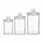 6 Piece - Transparent Glass Storage Jar With Cork Lid - 1380ML
