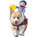 Nacoco Cowboy Rider Dog Costume For Dogs Clothes Knight Style With Doll And Hat For Halloween Day Pet Costume M