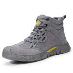 Guyisa Men's Steel Toe Work Shoes Anti-smash Comfortable High-top Wear-resistant Safety Shoes - UK6.5