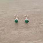 STELLAR Stella Emerald Green 925 Sterling Silver Clear Crystal Ear Studs Small 4MM