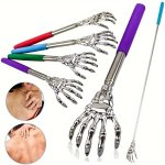 Stainless Steel Telescopic Back Scratcher With Extendable Rubber Handle - Perfect Gift For Thanksgiving Birthdays & Christmas