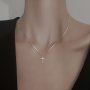 Silvery Cross Pendant Necklace Thin Chain Alloy Clavicle Necklace Elegant Simple Style Make Your Call Match Daily Outfits Party Accessory