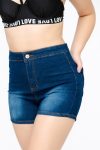 Ladies Blue Denim Stretchy Summer Casual Shorts With Pockets