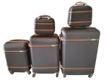 Smte Abs 5-PIECE Luggage Set-charcoal Spinner Wheels Built-in Lock & Lightweight With Keychain