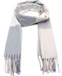 BlackBerry Thick Knit Block Scarf Grey/pink