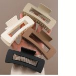 4-PACK Large Elegant Retro Hair Clips - Simple Style Non-slip Solid Color Fashion Hair Clasps For Women's Daily Wear Plastic Mat