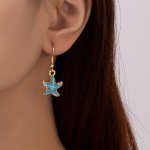 Exquisite Starfish Design Dangle Earrings Ocean Vacation Style Zinc Alloy Jewelry Beach Party Ear Ornaments