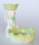 Green & White Rabbit With Cabbage Shape Dish 21X17X24CM