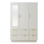 3 Door Wardrobe With Mirror Closet Storage Organize Cabinet Armoire Bedroom