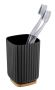 Wenko - Toothbrush Tumbler - Rotello - Plastic & Bamboo - Black