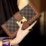 Classic Retro Geometric Pattern Long Clutch Wallet Textured Trifold Coin Purse Women's Middle Aged Style Wallet