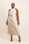 Siara Ombre Satin Midi Dress W/ Tie Back - Grey - XL