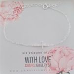 Joy 925 Sterling Silver Cz Cross Bracelet Size Dainty 20CM Adjustable