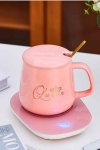 Smart Ceramic Coffee Warming Coaster 4 Piece Heated Mug Set Pink