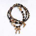 Bow Charm Multi String Beaded Bracelet - Black Free